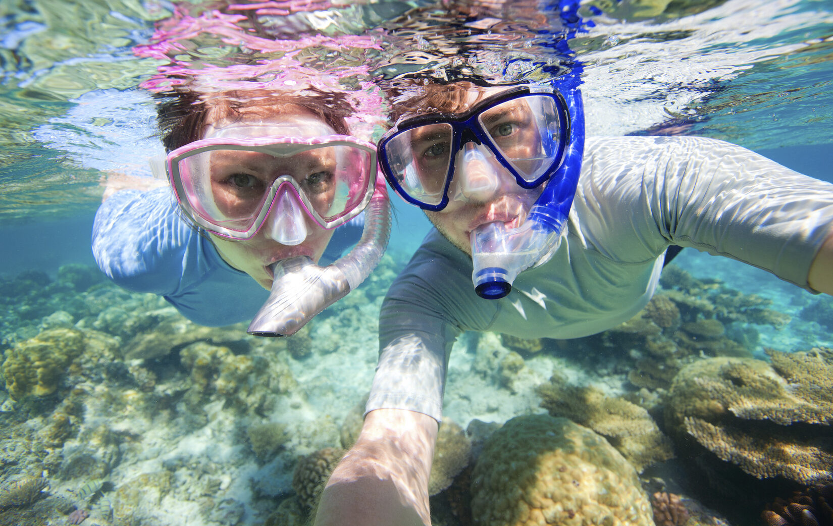 Couple snorkeling